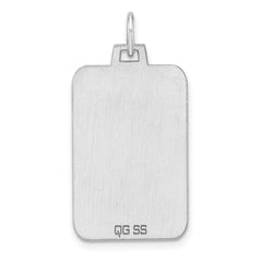 Sterling Silver Rhod.-plated Eng. Rect. Polish Front/Satin Back Disc Charm - 6