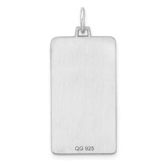 Sterling Silver Rhod-plate Eng. Rect. Polish Front/Satin Back Disc Charm - 41