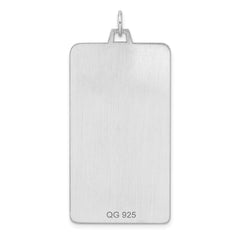 Sterling Silver Rhod-plate Eng. Rect. Polish Front/Satin Back Disc Charm - 51
