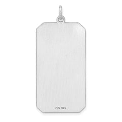 Sterling Silver Rhod-plate Eng. Rect. Polish Front/Satin Back Disc Charm - 46
