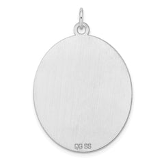 Sterling Silver Rhod-plate Eng. Oval Polish Front/Satin Back Disc Charm - 28