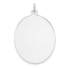 Sterling Silver Rhod-plate Eng. Oval Polish Front/Satin Back Disc Charm - 28
