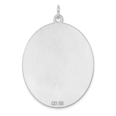 Sterling Silver Rhod-plate Eng. Oval Polish Front/Satin Back Disc Charm - 29