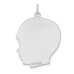 Sterl Silver Rh-plt Engraveable Boy Polished Front/Satin Back Disc Charm - 24