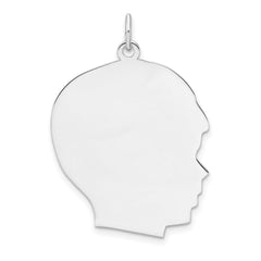 Sterl Silver Rh-plt Engraveable Boy Polished Front/Satin Back Disc Charm - 24