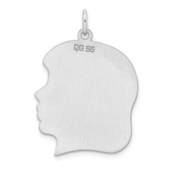 Sterl Silver Rh-plt Engraveable Girl Polished Front/Satin Back Disc Charm - 23