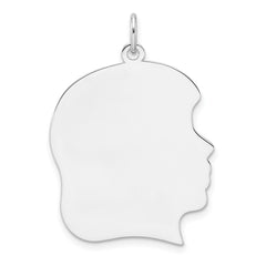 Sterl Silver Rh-plt Engraveable Girl Polished Front/Satin Back Disc Charm - 26