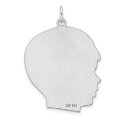 Sterling Silver Rhod-plate Eng. Boy Polished Front/Satin Back Disc Charm - 11