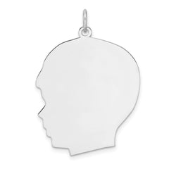Sterling Silver Rhod-plate Eng. Boy Polished Front/Satin Back Disc Charm - 12