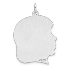 Sterling Silver Rhod-plate Eng. Girl Polished Front/Satin Back Disc Charm - 9
