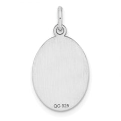 Sterl Silver Rh-plt Engraveable Oval Polished Front/Satin Back Disc Charm - 9