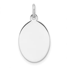 Sterl Silver Rh-plt Engraveable Oval Polished Front/Satin Back Disc Charm - 9