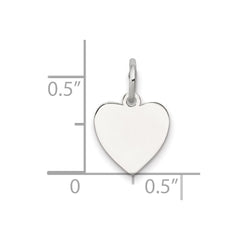 SS Rh-plt Engraveable Heart Polished Front/Satin Back Disc Charm - 3