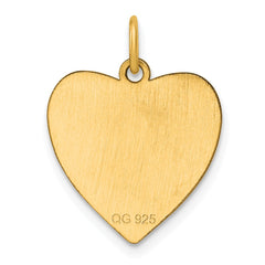 Sterling Silver GP Engraveable Heart Polished Disc Charm - 36