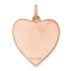 Sterling Silver RG Plated Engraveable Heart Polished Front/Satin Back Disc - 28