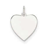 SS Rh-plt Engraveable Heart Polished Front/Satin Back Disc Charm - 3
