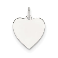 SS Rh-plt Engraveable Heart Polished Front/Satin Back Disc Charm - 3