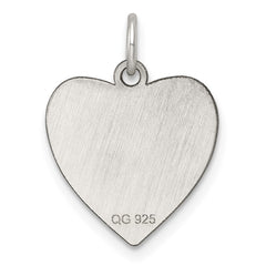 SS Rh-plt Engraveable Heart Polished Front/Satin Back Disc Charm - 33