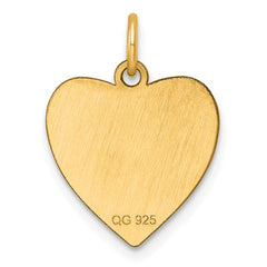 Sterling Silver GP Engraveable Heart Polished Disc Charm - 11