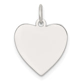 SS Rh-plt Engraveable Heart Polished Front/Satin Back Disc Charm - 33