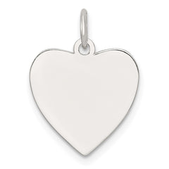 Sterling Silver Rhod-plated Eng. Heart Polish Front/Satin Back Disc Charm - 6