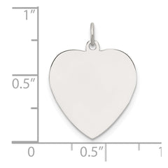 SS Rh-plt Engraveable Heart Polished Front/Satin Back Disc Charm - 10