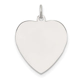 SS Rh-plt Engraveable Heart Polished Front/Satin Back Disc Charm - 9