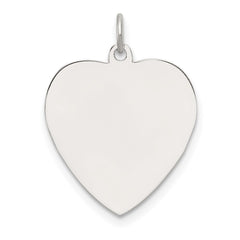 SS Rh-plt Engraveable Heart Polished Front/Satin Back Disc Charm - 10