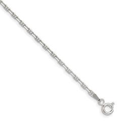 Sterling Silver Polished and D/C 2mm Mariner Link Chain - 5