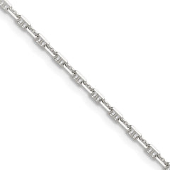 Sterling Silver Polished and D/C 2mm Mariner Link Chain - 7