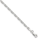 Sterling Silver Polished and D/C 3mm Mariner Link Chain - 5
