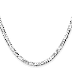 Sterling Silver Rhodium-plated 4.0mm Lightweight Flat Figaro Chain - 7