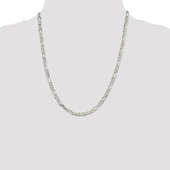 Sterling Silver 4.5mm Lightweight Flat Figaro Chain - 10