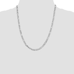 Sterling Silver Rhodium-plated 4.5mm Lightweight Flat Figaro Chain - 2