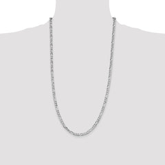 Sterling Silver Rhodium-plated 4.5mm Lightweight Flat Figaro Chain - 8