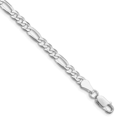 Sterling Silver Rhodium-plated 4.5mm Lightweight Flat Figaro Chain - 9
