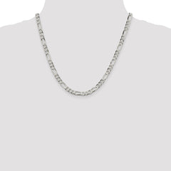 Sterling Silver 5.5mm Lightweight Flat Figaro Chain - 5
