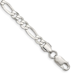 Sterling Silver 5.5mm Lightweight Flat Figaro Chain - 10