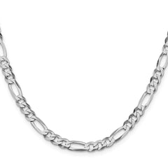 Sterling Silver Rhodium-plated 5.5mm Lightweight Flat Figaro Chain - 5