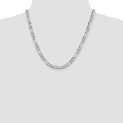 Sterling Silver Rhodium-plated 5.5mm Lightweight Flat Figaro Chain - 5