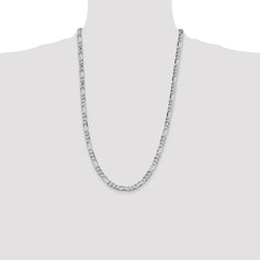 Sterling Silver Rhodium-plated 5.5mm Lightweight Flat Figaro Chain - 6
