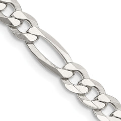 Sterling Silver 5.5mm Lightweight Flat Figaro Chain - 9