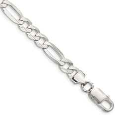 Sterling Silver 7.0mm Lightweight Flat Figaro Chain - 4
