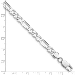 Sterling Silver Rhodium-plated 7.0mm Lightweight Flat Figaro Chain - 2