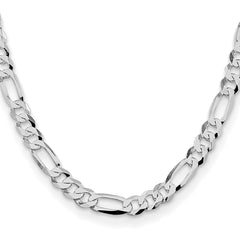 Sterling Silver Rhodium-plated 8.5mm Lightweight Flat Figaro Chain - 6