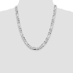 Sterling Silver Rhodium-plated 8.5mm Lightweight Flat Figaro Chain - 6