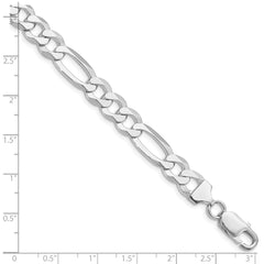 Sterling Silver Rhodium-plated 8.5mm Lightweight Flat Figaro Chain - 2