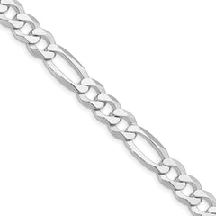 Sterling Silver Rhodium-plated 8.5mm Lightweight Flat Figaro Chain - 6
