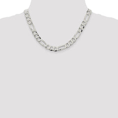 Sterling Silver 9.7mm Lightweight Flat Figaro Chain - 4