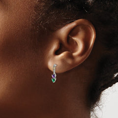 Sterling Silver Antiqued w/14k 2-stone Mother's Earring